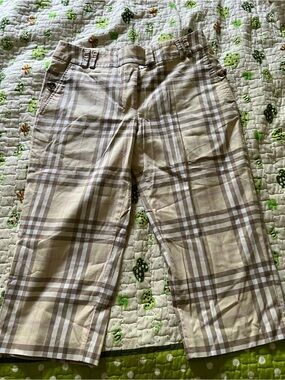Burberry Beige, Brown and pink Plaid Capris Pants